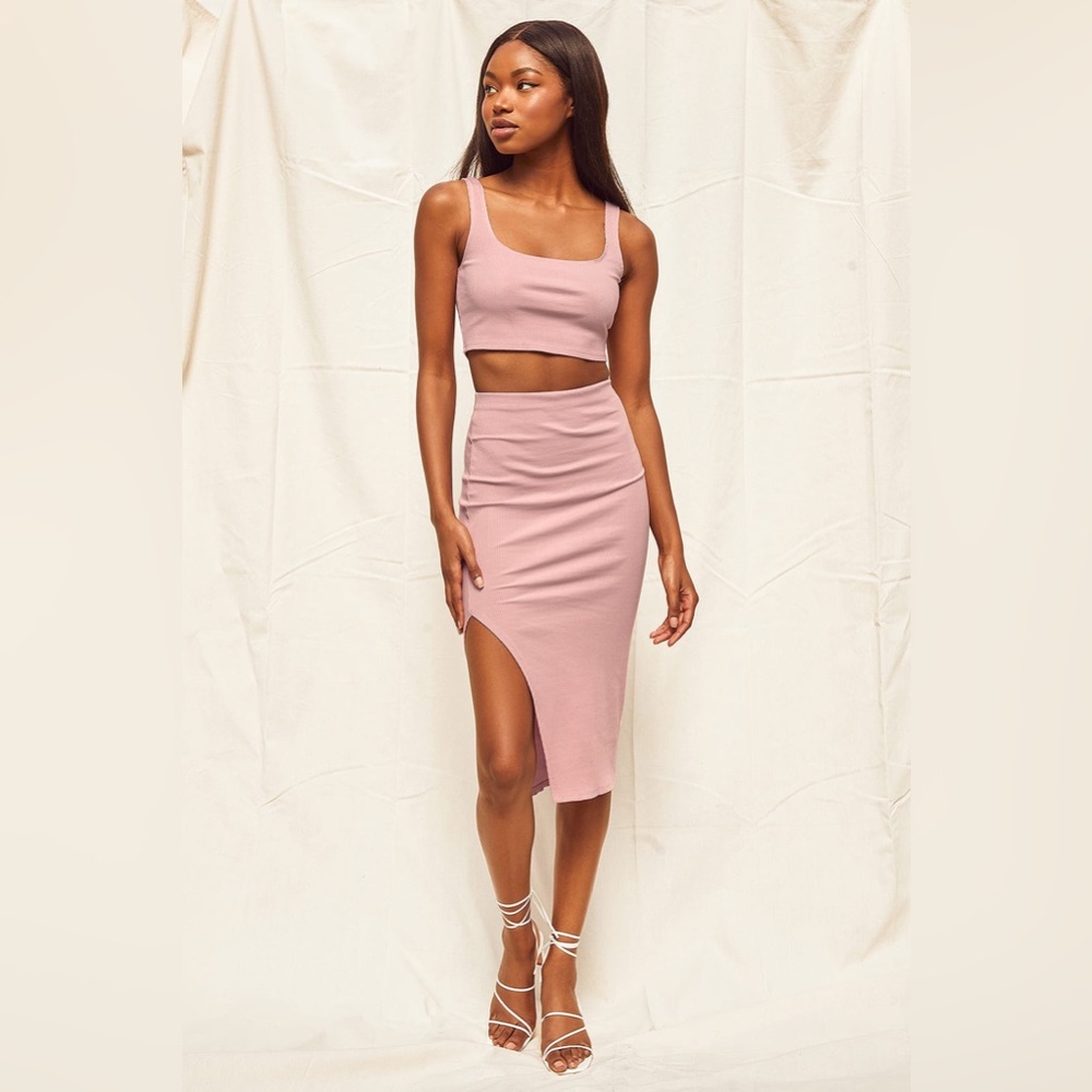 Two piece pink body con set